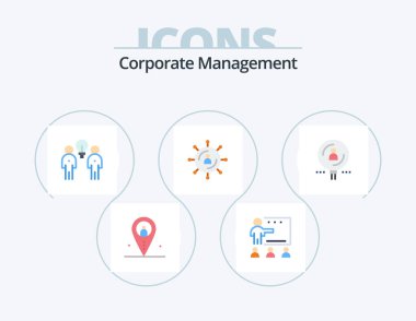 Corporate Management Flat Icon Pack 5 Icon Design. media. internet. school. teamwork. people
