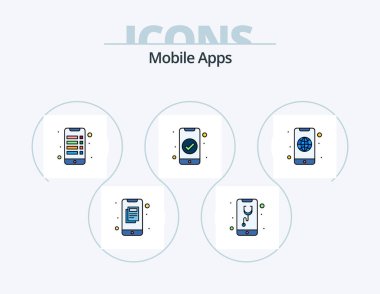 Mobile Apps Line Filled Icon Pack 5 Icon Design. education. mobile. app. lock. security