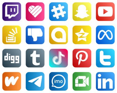 20 Social Media Icons for All Your Needs such as facebook. stock. tencent and google allo icons. Elegant and unique