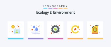 Ecology And Environment Flat 5 Icon Pack Including ecology. recycling. environment. energy. natural. Creative Icons Design