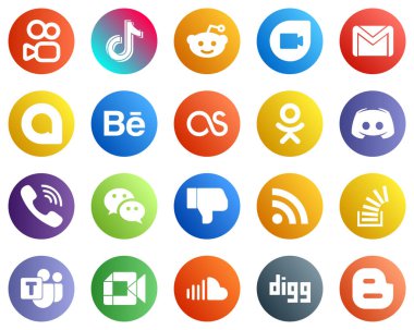 20 Stylish Social Media Icons such as text. discord. gmail. odnoklassniki and behance icons. Clean and professional