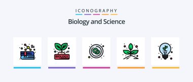 Biology Line Filled 5 Icon Pack Including plant. leaf. roots. biology. tube. Creative Icons Design
