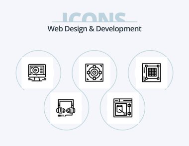Web Design And Development Line Icon Pack 5 Icon Design. art. web. monitor. layout. design