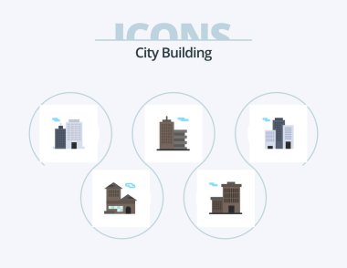 City Building Flat Icon Pack 5 Icon Design. office. building. business. office. business