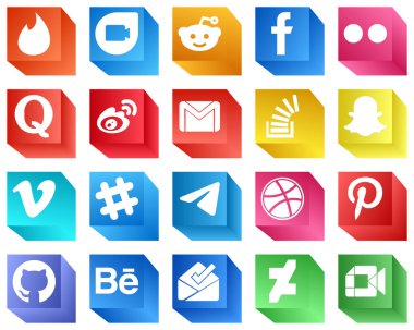 3D Social Media Icons Collection 20 Icons Pack such as stockoverflow. email. quora. gmail and china icons. High-definition and versatile