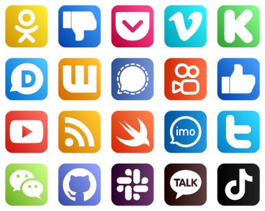 All in One Social Media Icon Set 20 icons such as video. facebook. disqus and like icons. High quality and modern
