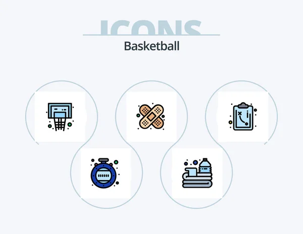 Basketball Line Filled Icon Pack Icon Design Clothes Sport Achievement — Vetor de Stock