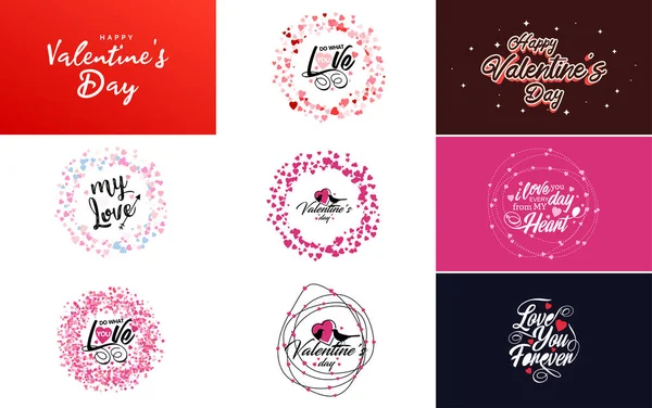 Happy Valentine Day Banner Template Romantic Theme Pink Red Color — Διανυσματικό Αρχείο