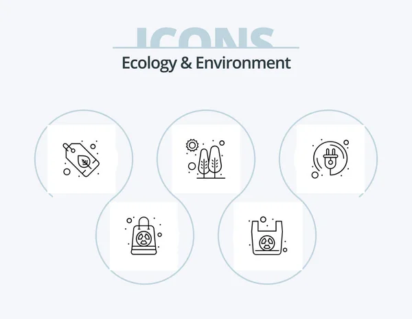 Ecología Medio Ambiente Línea Icon Pack Icon Design Naturaleza Salvar — Archivo Imágenes Vectoriales