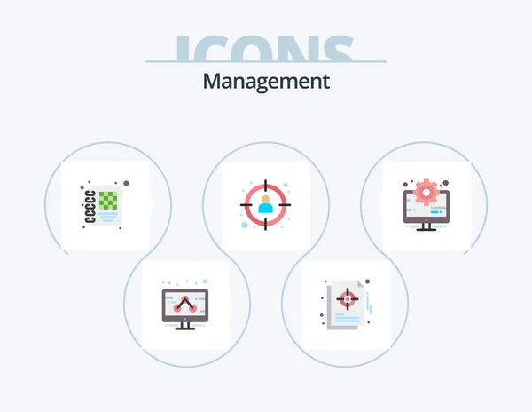 Management Flat Icon Pack Icon Design Computer Goal Business Target — Stockový vektor