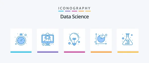 Data Science Blue Icon Pack Including Pie Chart Graph Start — 图库矢量图片