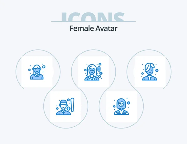 Female Avatar Blue Icon Pack Icon Design Pharmacy Female Worker — Stok Vektör