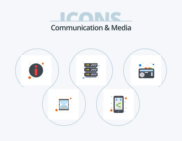 Communication Media Flat Icon Pack Icon Design Music Radio Faq — 图库矢量图片