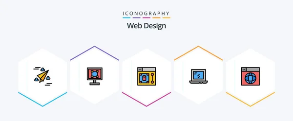 Web Design Filledline Icon Pack Including Design Laptop Application Design — Stok Vektör