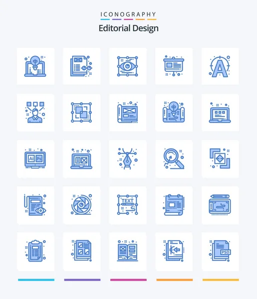 Creative Editorial Design Blue Icon Pack Text Presentation Design Easel — 图库矢量图片