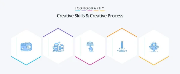 Creative Skills Creative Process Blue Icon Pack Including Pen Illustration — Stockvector