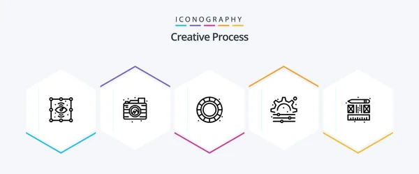 Creative Process Line Icon Pack Including Process Color Wheel Creative — ストックベクタ