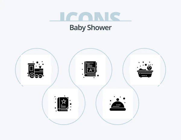 Baby Shower Glyph Icon Pack Icon Design Shower Bath Train — Archivo Imágenes Vectoriales