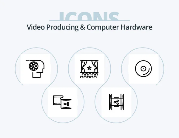 Video Producing Computer Hardware Line Icon Pack Icon Design Motion — Stok Vektör