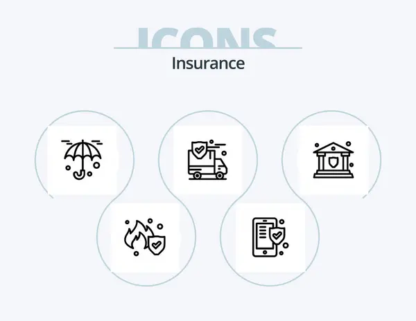 Insurance Line Icon Pack Icon Design Security Screen Protection Umbrella — Vettoriale Stock