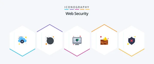 Web Security Flat Icon Pack Including Security Protect Mark Failed — стоковый вектор