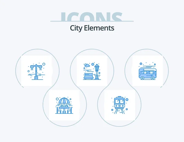 City Elements Blue Icon Pack Icon Design Coach Autobus Light — Stok Vektör