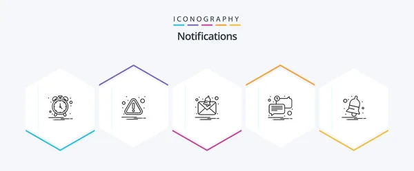 Notifications Line Icon Pack Including Alert Notification Message Bell Message – stockvektor
