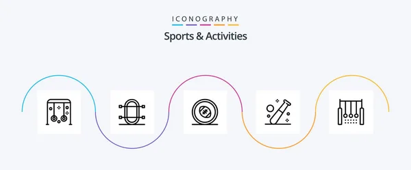 Sports Activities Line Icon Pack Including Game Ball Rowing Rugby — Vettoriale Stock