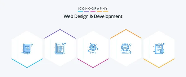 Web Design Development Blue Icon Pack Including Clock Search Web — Stock Vector
