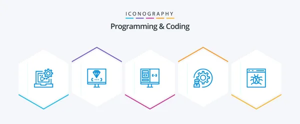 Programming Coding Blue Icon Pack Including Development Coding Development Development — Vector de stock