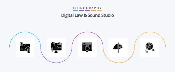 Digital Law Sound Studio Glyph Icon Pack Including Imagination Creativity — Vettoriale Stock