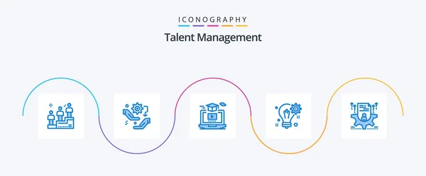 Talent Management Blue Icon Pack Including Gear Idea Setting Bulb — Stockvektor