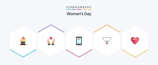 Womens Day Flat Icon Pack Including Womens Lover Charity Love — Stockvektor