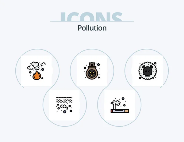 Pollution Line Filled Icon Pack Icon Design Disable Gas Drop — Stockový vektor