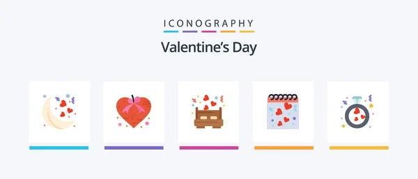 Valentines Day Flat Icon Pack Including Love Romance Bed Love — Stock Vector