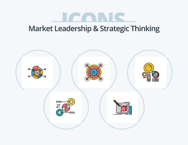 Market Leadership Strategic Thinking Line Filled Icon Pack Icon Design — Vector de stock