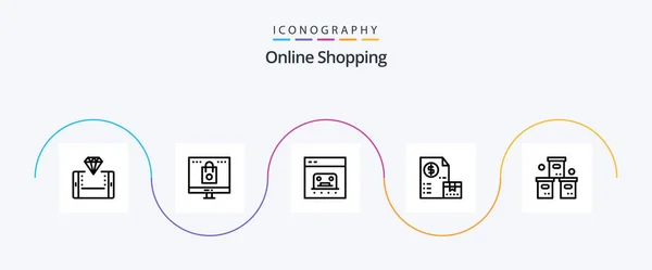 Online Shopping Line Icon Pack Including Market Cash Shop Payment — Stock vektor