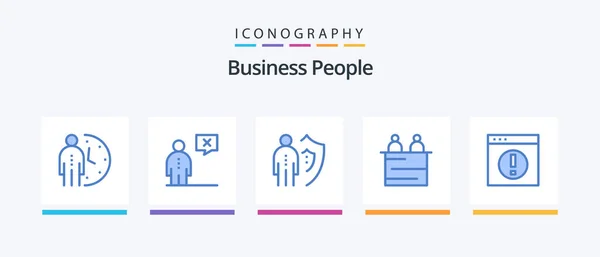 Business People Blue Icon Pack Including People Business Human Protection — 图库矢量图片