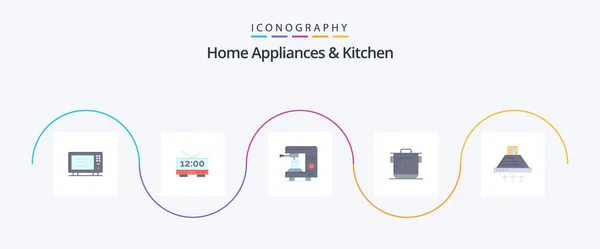 Home Appliances Kitchen Flat Icon Pack Including Cooking Cook Coffee — Vector de stock