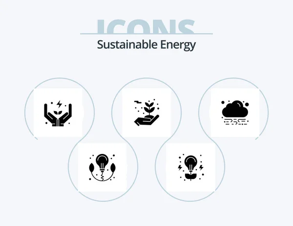 Sustainable Energy Glyph Icon Pack Icon Design Cloud Energy Energy — Stock vektor
