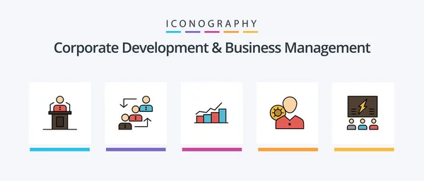 Corporate Development Business Management Line Filled Icon Pack Including Internet — Stock vektor