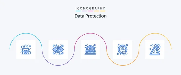 Data Protection Blue Icon Pack Including Security Gdpr Bug — Stock Vector