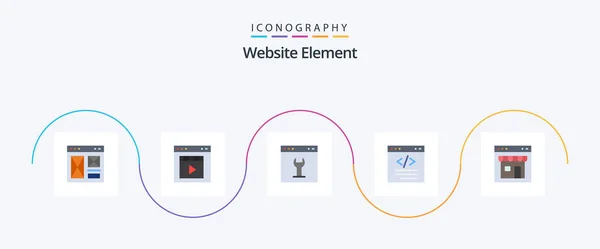 Website Element Flat Icon Pack Including Coding Browser Interface Setting — Stockvector
