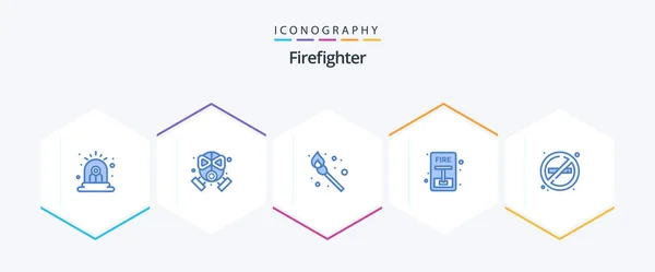 Firefighter Blue Icon Pack Including Place Fire Camping Fire Escape — Stock Vector