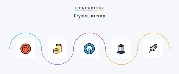 Cryptocurrency Line Filled Flat Icon Pack Including Crypto Currency Lumens — Archivo Imágenes Vectoriales