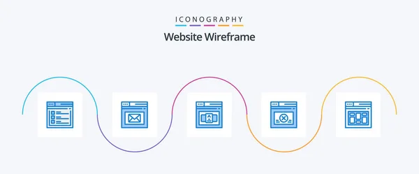Website Wireframe Blue Icon Pack Including Website Secure Page Page — Image vectorielle