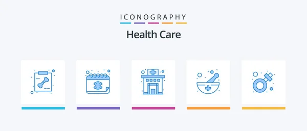 Health Care Blue Icon Pack Including Gender Pharmacy Healthcare Medicine — Vetor de Stock