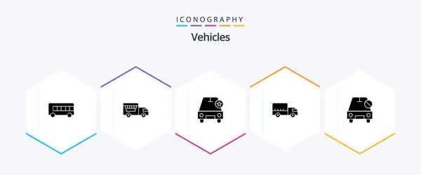 Vehicles Glyph Icon Pack Including Disabled Star Car Transport — Vetor de Stock