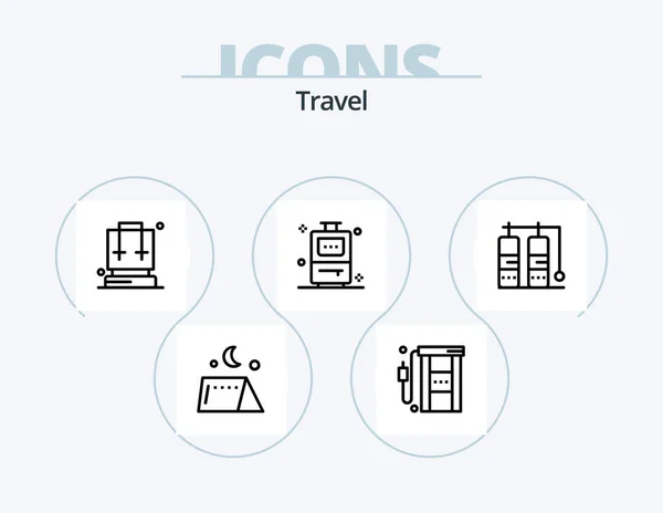 Travel Line Icon Pack Icon Design Card Sky Bag Mountain — Wektor stockowy