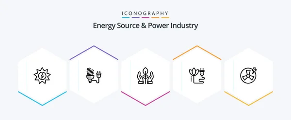 Energy Source Power Industry Line Icon Pack Including Plug Energy — 图库矢量图片